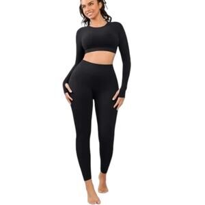 Cosmolle AirWear Long Sleeve & High-Waist Legging Set Black Size XXL NWT